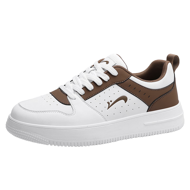 Guirenniao Men's Casual Sneakers New Couple's Thick-Soled Sports Shoes White/Coffee Size 40