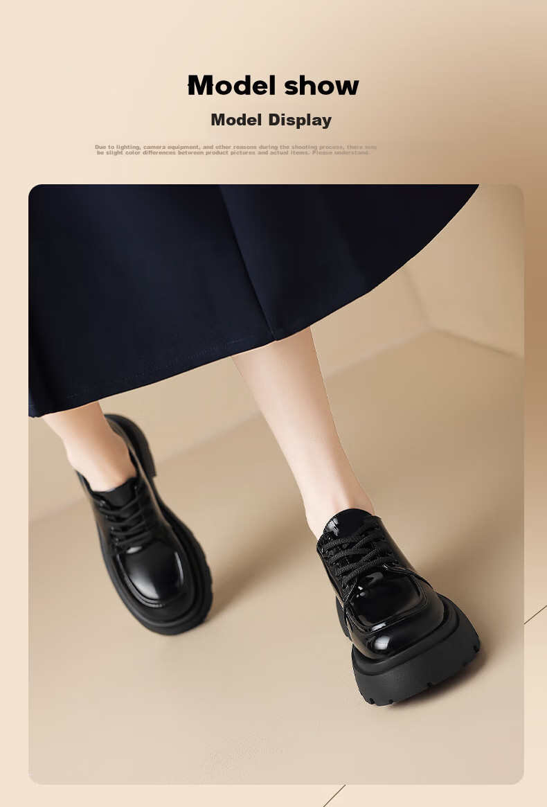 ZHR Loafers for Women, Preppy Style, Youthful Thick-Soled Flats, Soft And Cute Big-Headed Versatile Women's Shoes, PJF01, Black, Size 38 13