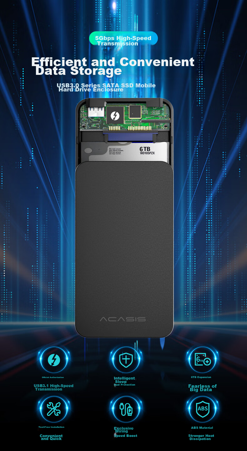 Acasis 2.5-Inch Mobile Array Enclosure, Dual-Bay RAID Desktop Laptop Mechanical And Solid-State SATA Serial Hard Drive Enclosure, External Disk Storage Cabinet EC-7252 1