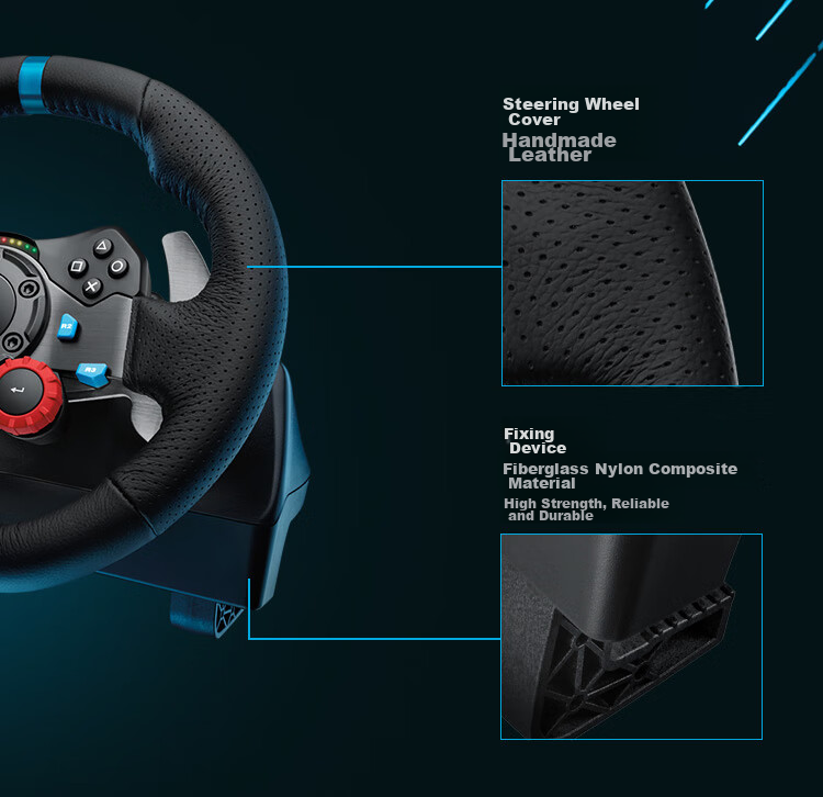 G G923 PC High-Resolution Force Feedback Racing Wheel And Pedals, Racing Simulation Driving Experience, For Horizon 4 And Okami 2 16