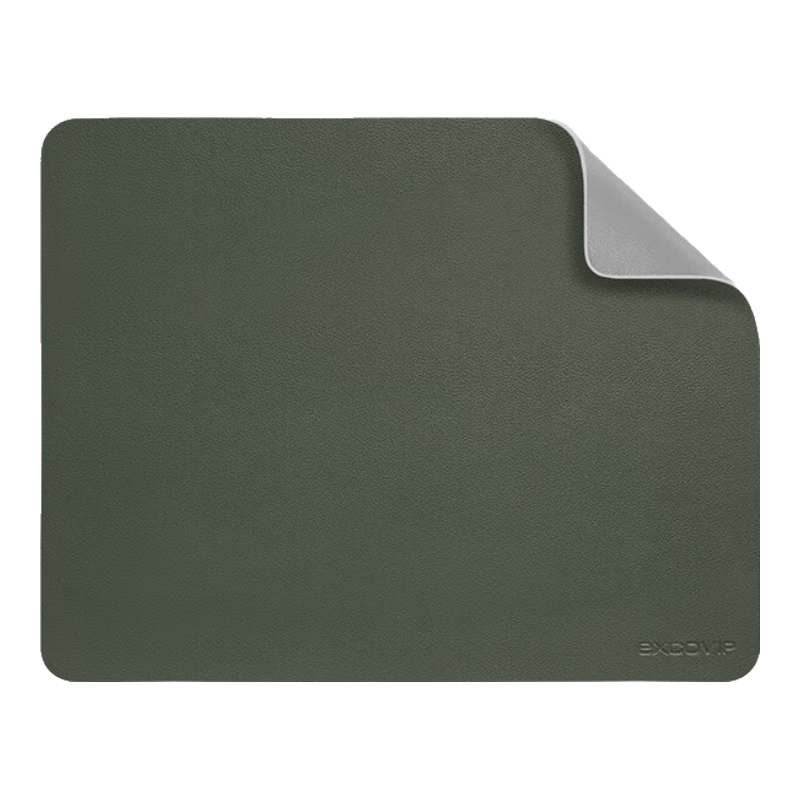 EXCO Green + Gray Double-Sided Leather Mouse Pad, Large Size, Laptop Office Waterproof Leather Gaming Hard Desk Mat 0147