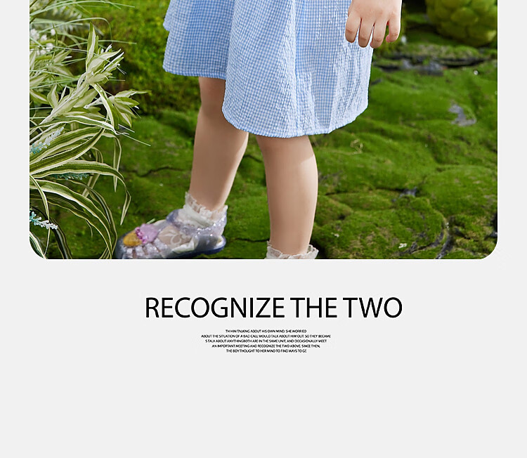 ASK JUNIOR Girls' Sleeveless Dress Summer Thin Petal Collar Plaid Casual Dress Blue Size 90 15