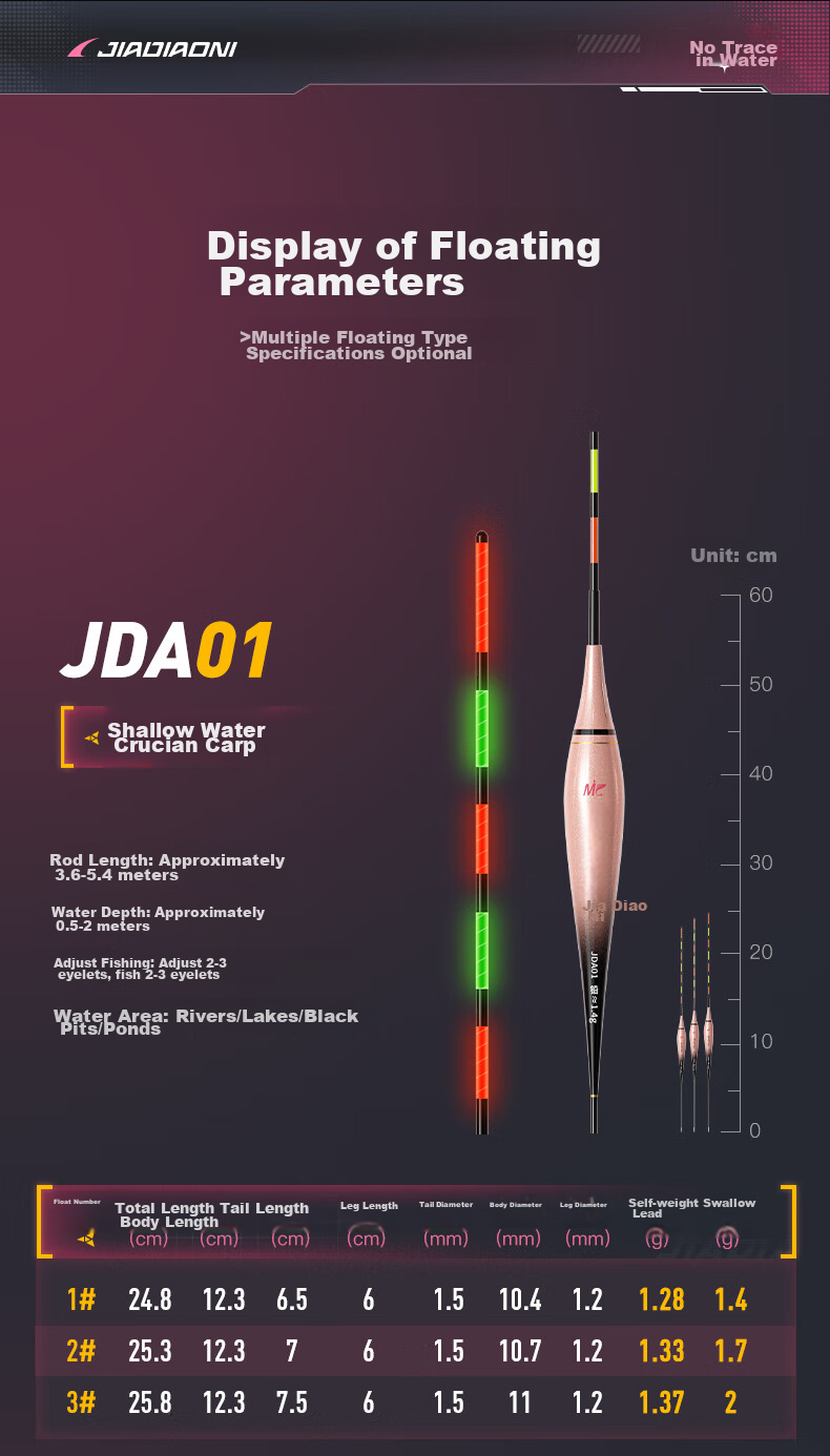 JIADIAONI Eye-Catching High-Sensitivity Luminous Float, Bright Water Entry Shadowless Electronic Float [Eating Lead 3.0g], Color-Fast 11