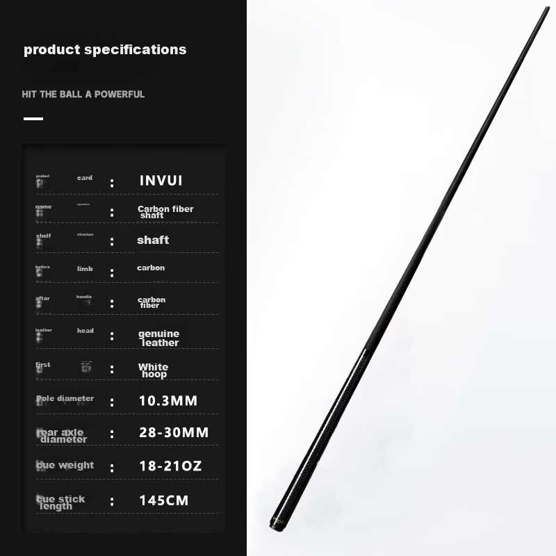 INVUI Pool Cue Carbon Tip Cue Chinese Black 8 High-Tech Carbon Fiber Billiard Cue Complete Set with Cue Case CR20H