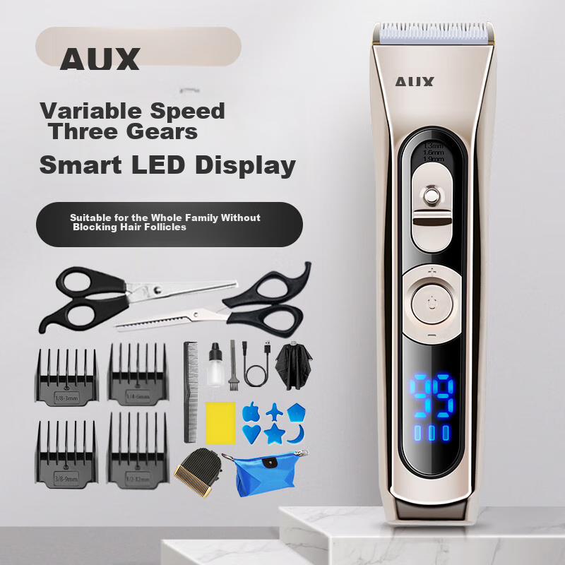 AUX Hair Clipper, Professional Electric Trimmer for Adults And Children, Baby Hair Cutting Electric Shaver, Haircutting Tool with Washable Blade Head, Suitable for Home Use