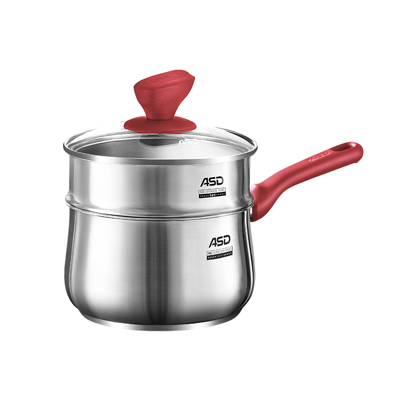 ASD 316 Stainless Steel Baby Food Milk Pot Small Soup Pot 18CM with Steaming Rack NS18B5WG-Z
