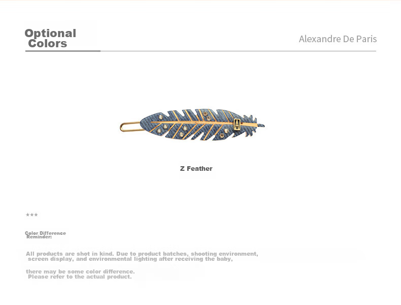 ALEXANDRE DE PARIS Fashion Bangs Clip, Casual Side Clip, Luxury Hairpin, Mid-Autumn Festival Gift for Women, Z Feather Gift Box 5