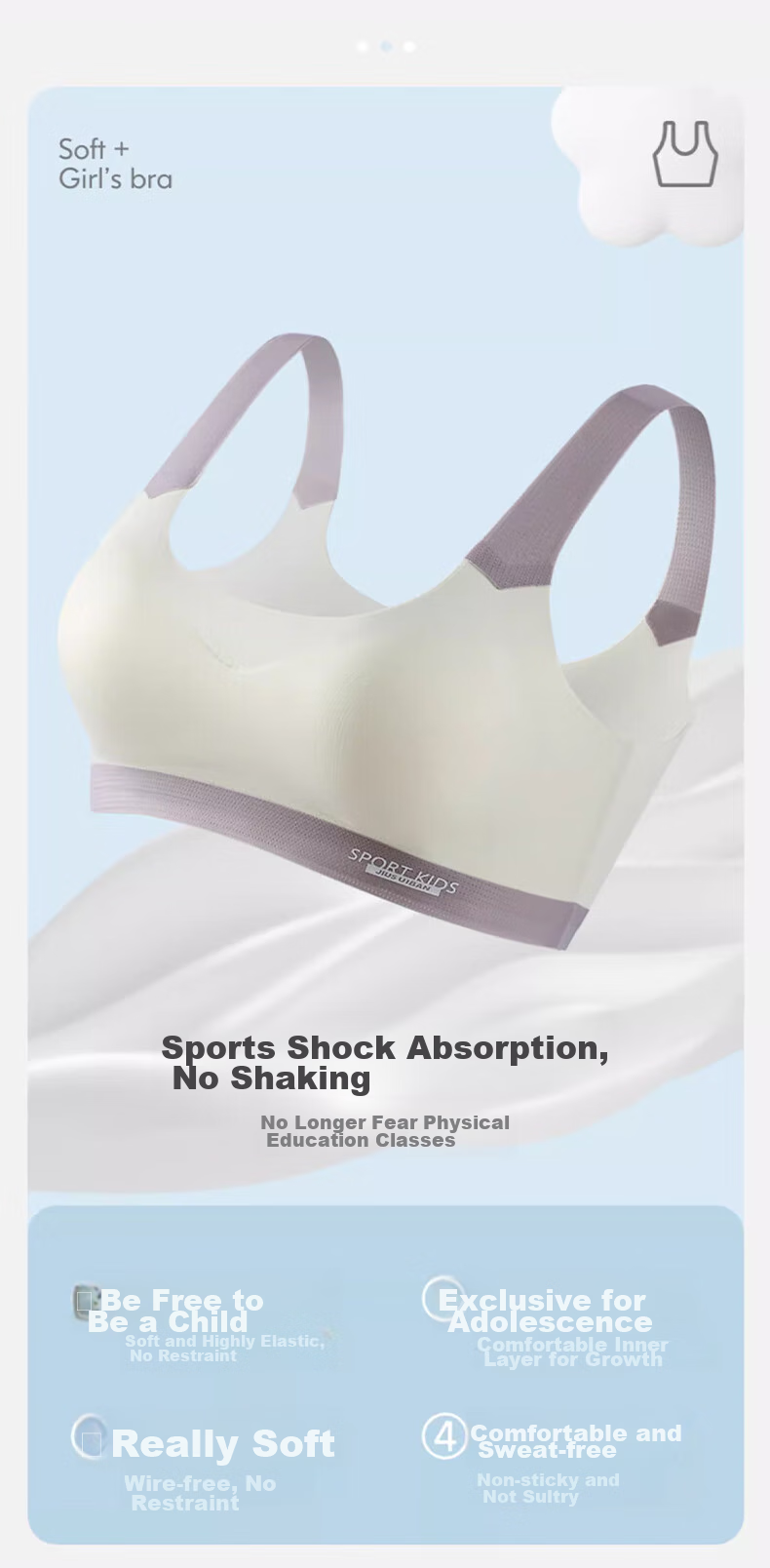 FitonTon, 2-Piece Set, Teenage Girl Underwear, for Middle And High School Students in Puberty, Seamless Summer Bra, Girls' Sports Bralette with Anti-Shock Desig 3