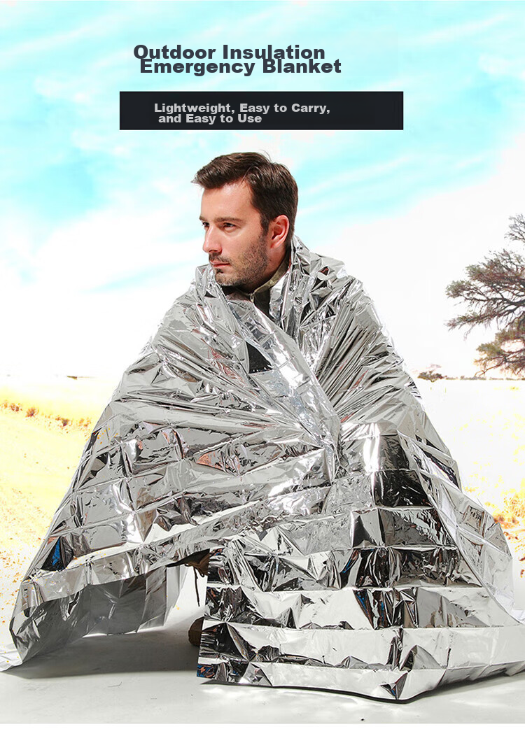 BWNK Emergency Blanket Insulation Blanket Outdoor Mountaineering Camping Survival Blanket Sunscreen Multi-Purpose Aluminum Foil Thermal Emergency Blanket 3-Pack 1