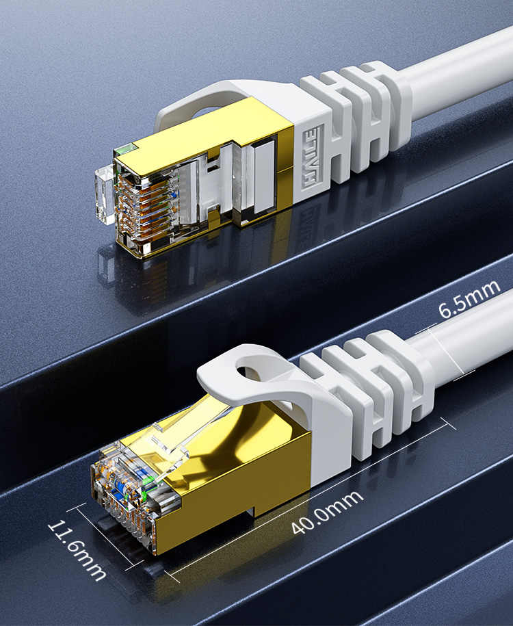 HAILE Cat6 Shielded Flat Network Patch Cable, 5 Meters, 10 Gigabit Transmission, HT-535Y 6