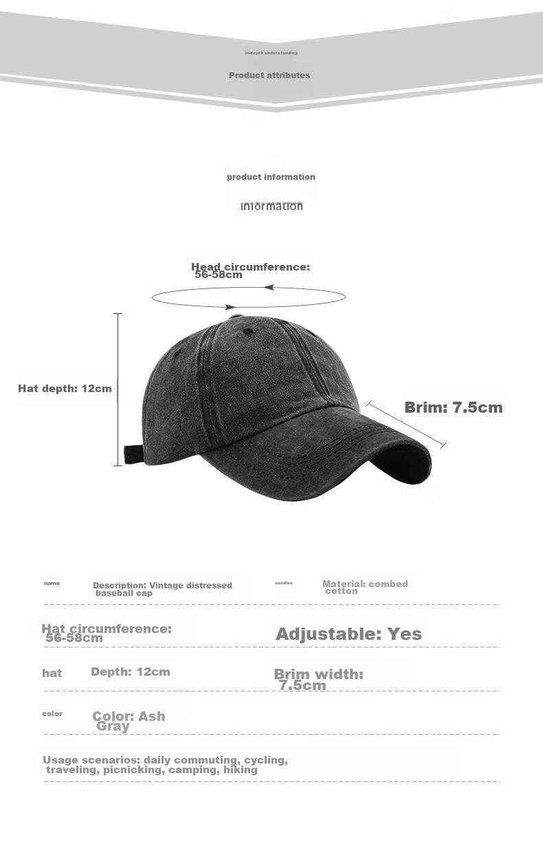 FitonTon Men's Baseball Cap Spring Summer Sun Protection Duckbill Hat Korean Fashion Large Head Circumference Wide Brim Outdoor Cap 9