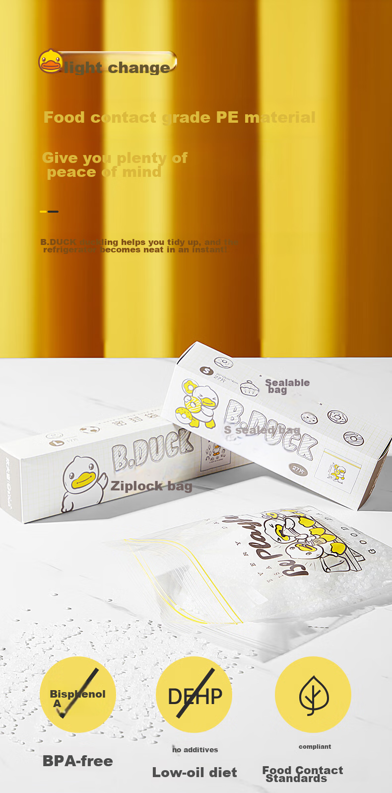 Chuida Huang Food-Grade High-Temperature Resistant Small Sealed Bags 30+ Medium 20 Thickened Fresh-Keeping Self-Sealing Bags Little Yellow Duck Collaboration Edition 6