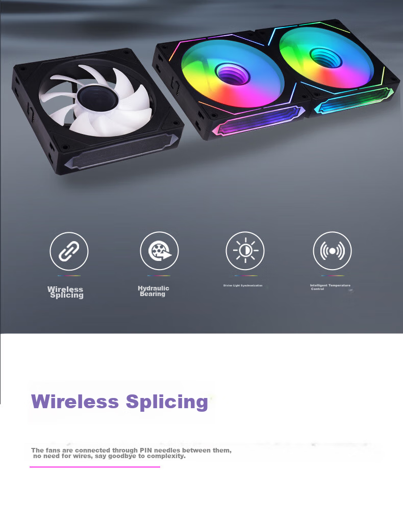 Wanjia Xingchen Pro Building Block Fan, White Reverse Triple Pack, 12CM Water-Cooled Chassis Fan Module, Wireless Splicing/ARGB Synchronized Lighting/PWM Temperature Control 2