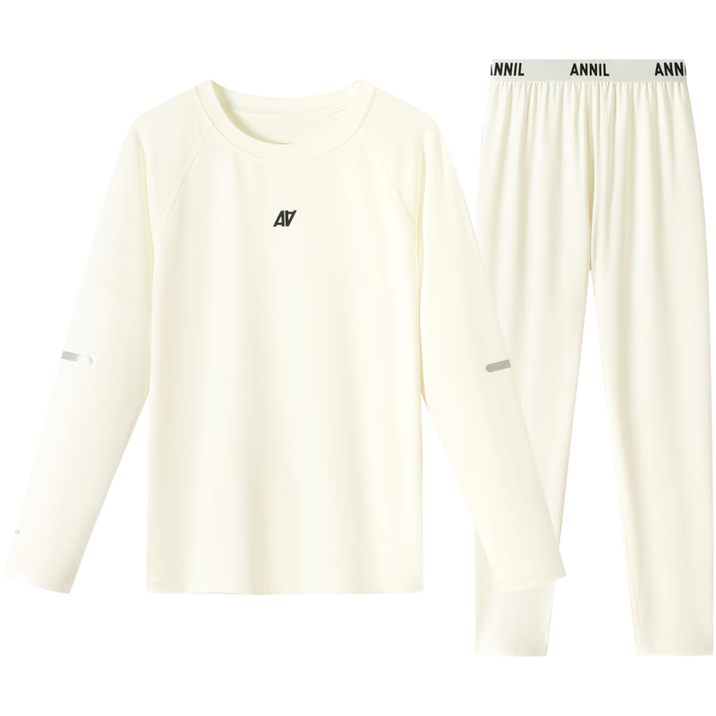 Annil Children's Clothing, Boys And Girls Round Neck Knit Set, 2024 Autumn New Style, Off-White, Size 130