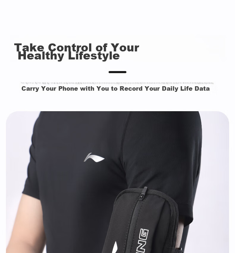 Li-Ning Running Phone Armband, Outdoor Sports Cycling Fitness Phone Holder, Large Capacity Water-Resistant Wristband, Gree 5