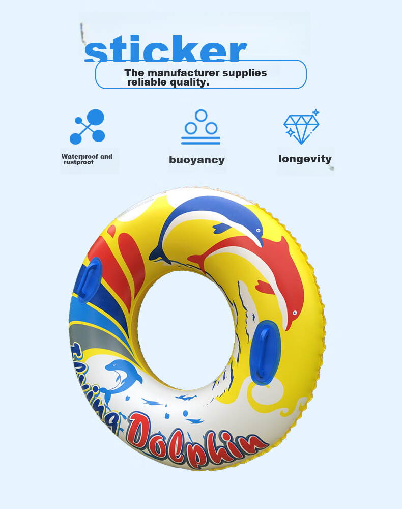 Yonglebao Thick Colorful Swimming Ring with Handles, Armpit Float Life Buoy Cartoon Design for Children And Adults, Water Play Inflatable Rings, 2-Pack 2