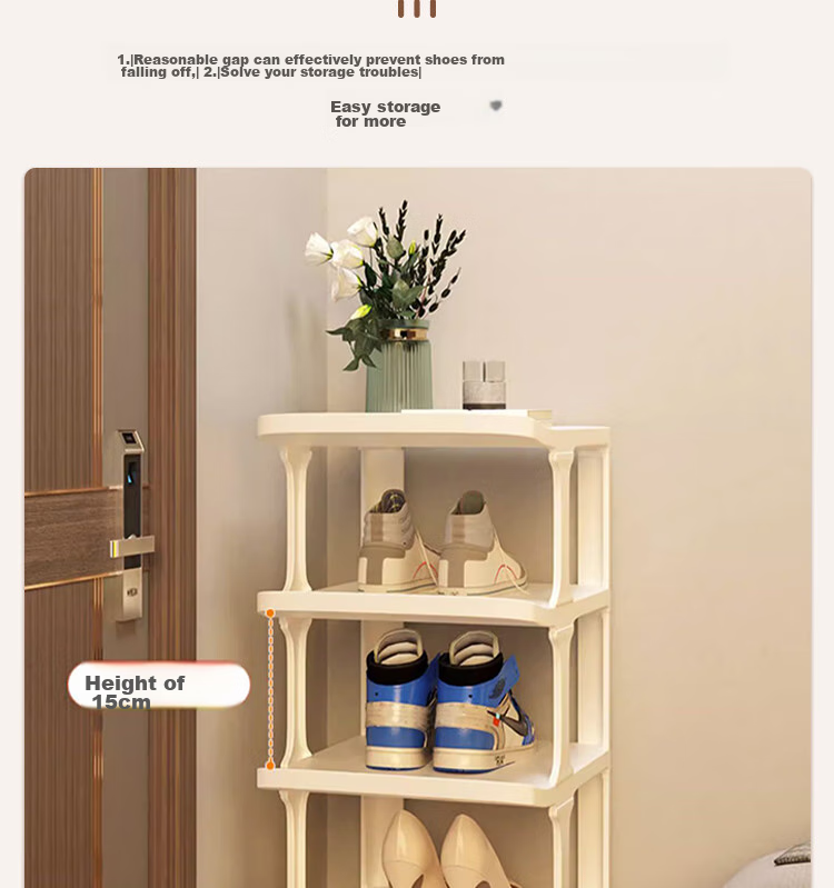 Anerya Simple Shoe Rack, Multi-Tier Storage for Entryway, Dormitory And Home Use, Space-Saving Vertical Organizer with Dividers, Shoe Cabinet, Warm White, 5 Tiers 10