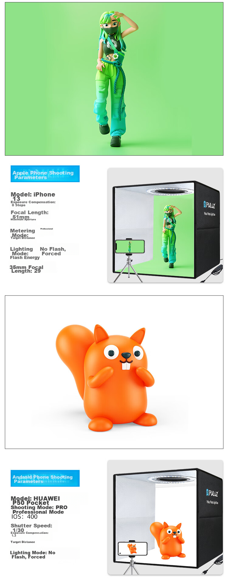 Pangniu 60CM Photography Studio Small Kit, Professional Photo Shooting Light Box, Softbox PU5060 Product, Photography Props, Mini Still Life Shooting Softbox, Studio Shooting Platform 7