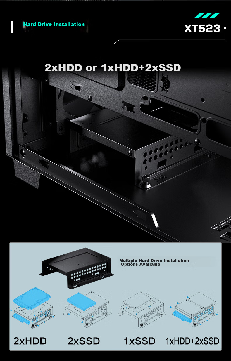 PHANTEKS XT523 Black Mid-Tower Desktop Computer Office ATX Motherboard Case (With 3x 140mm Fans / Mesh Panel / Efficient Cooling / 360mm Water Cooling Support / 5070) 13