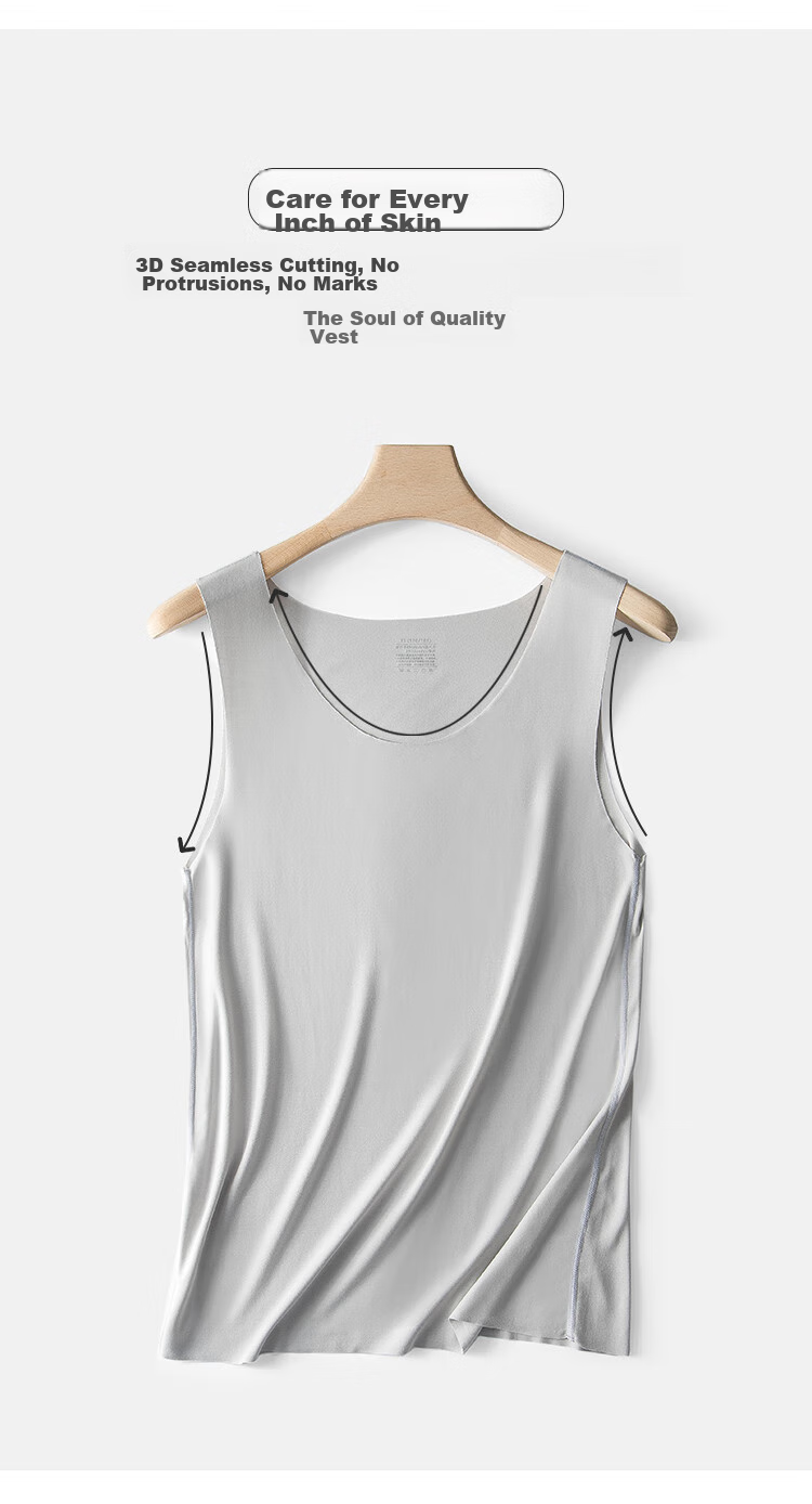 Modaier Sleeveless Tank Top for Men, Seamless Thin Style for All Seasons, Inner Wear, Athletic Undershirt, White Base Layer for Me 12