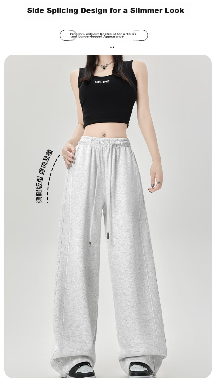 MiiOW Wide-Leg Pants for Women, Autumn 2025 New Style, Petite Draping Casual Straight-Leg Trousers for Fall 8