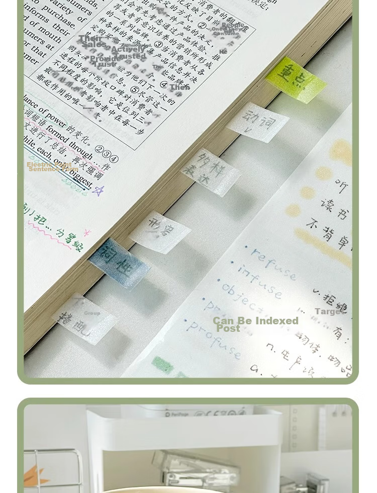 Sannianerban Transparent Pearl Sticky Notes, 50 Sheets/book, Student Stationery, Memo Pads, Label Stickers, Office Supplies, Large/Medium/Small Sizes, 3 Books Per Pack 13