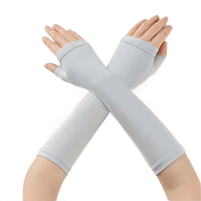 JIUMU Ice Silk Sun Protection Sleeves Children's Cooling Sleeves Summer Outdoor Sports UV Protection Arm Sleeves Boys Girls Arm Guards BX068 Light Gray