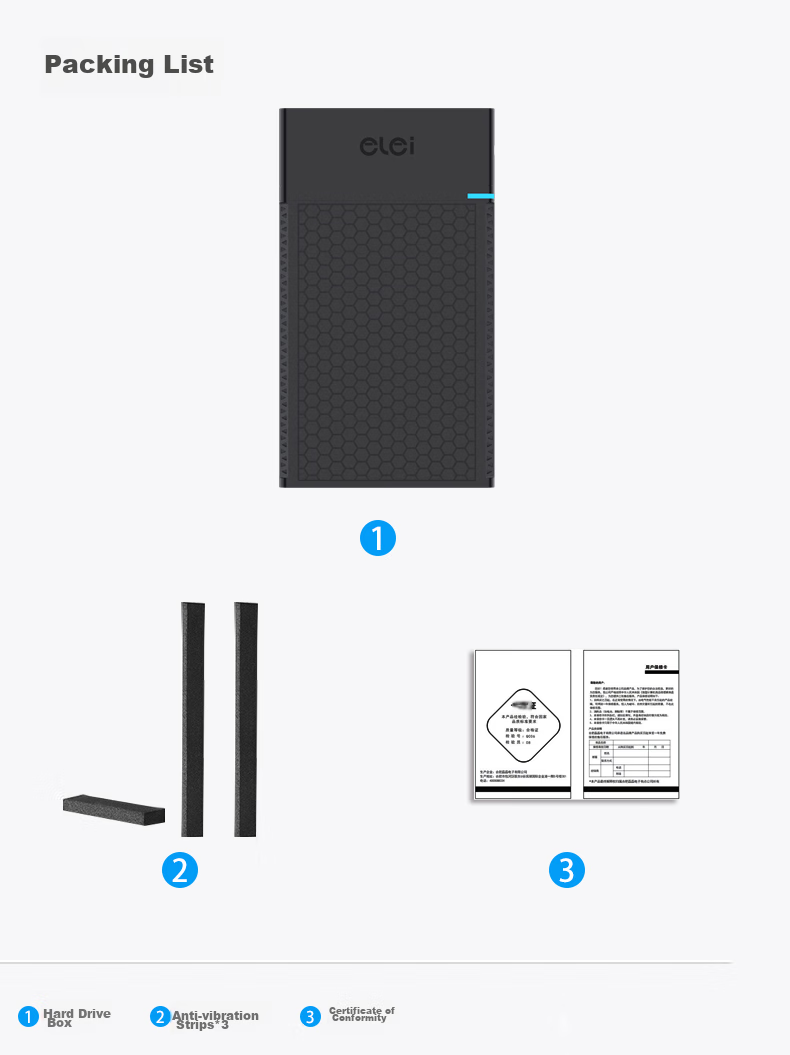 Elei External Hard Drive Enclosure, 3.5-Inch Hard Drive Docking Station, Laptop And Desktop External Case, Mechanical USB 3.0 Hard Drive Enclosure for Solid State Drives 14