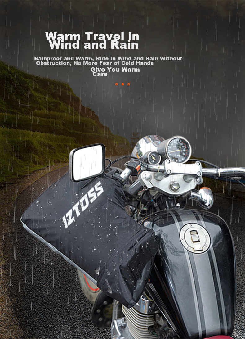 IZTOSS Motorcycle Gloves, Electric Bike Handlebar Gloves, Windproof, Winter Warmth, Fleece-Lined, Hand Protection Gloves, Cold-Resistant, Thickened, Large Opening 6