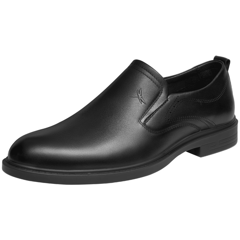 RED DRAGONFLY Men's Shoes, Spring And Autumn Formal Leather Shoes, Cowhide Business Slip-On Wedding Shoes, Work Shoes, WTA14043, Black, Size 38