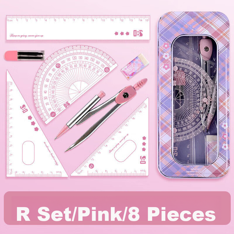 KALRENCAT Stationery Student Exam Drawing Ruler Set: 15cm Straight Ruler + 2 Triangular Rulers + Protractor, 4-Piece Set Recommended for Exams, National Day And Mid-Autumn Festival Gift Package 1