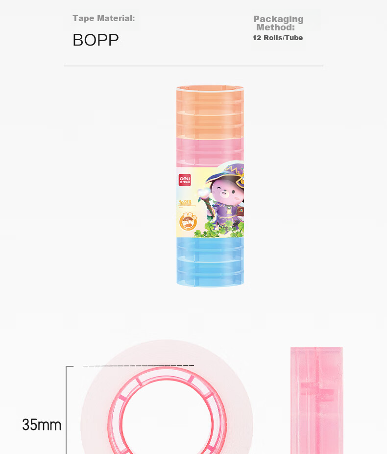 Deli (Deli) Strong High-Transparency Tape 8mm*30y Small Tape for Error Correction And Student Stationery, Back-To Essential Learning Supplies, Tear-Resistant And Tensile-Strength, 2 Rolls JD902 15
