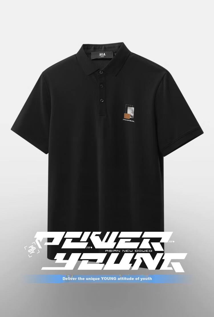 HLA Short-Sleeve Polo Shirt for Men, POWER YOUNG Series, Cool-Feeling Contrasting Color Short-Sleeve for Men in Summer 1