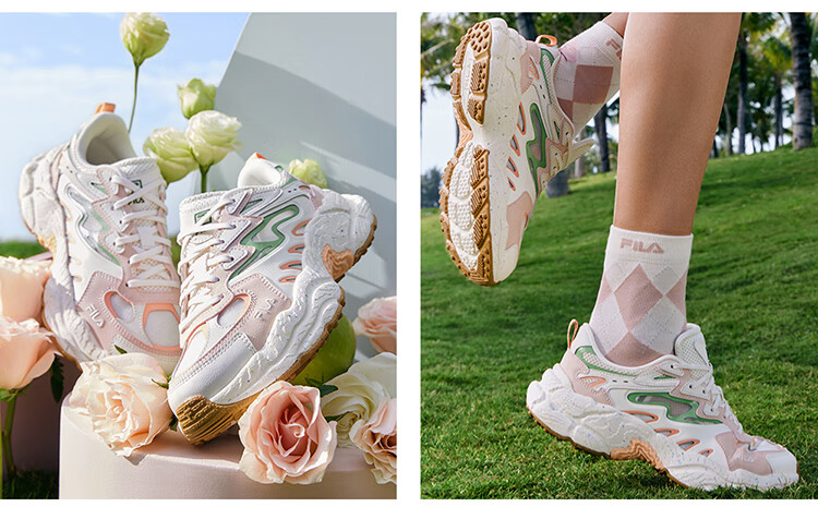 FILA Fern Pattern Sneakers [Yang Mi Style] Women's Dad Shoes Sports Casual Shoes 21