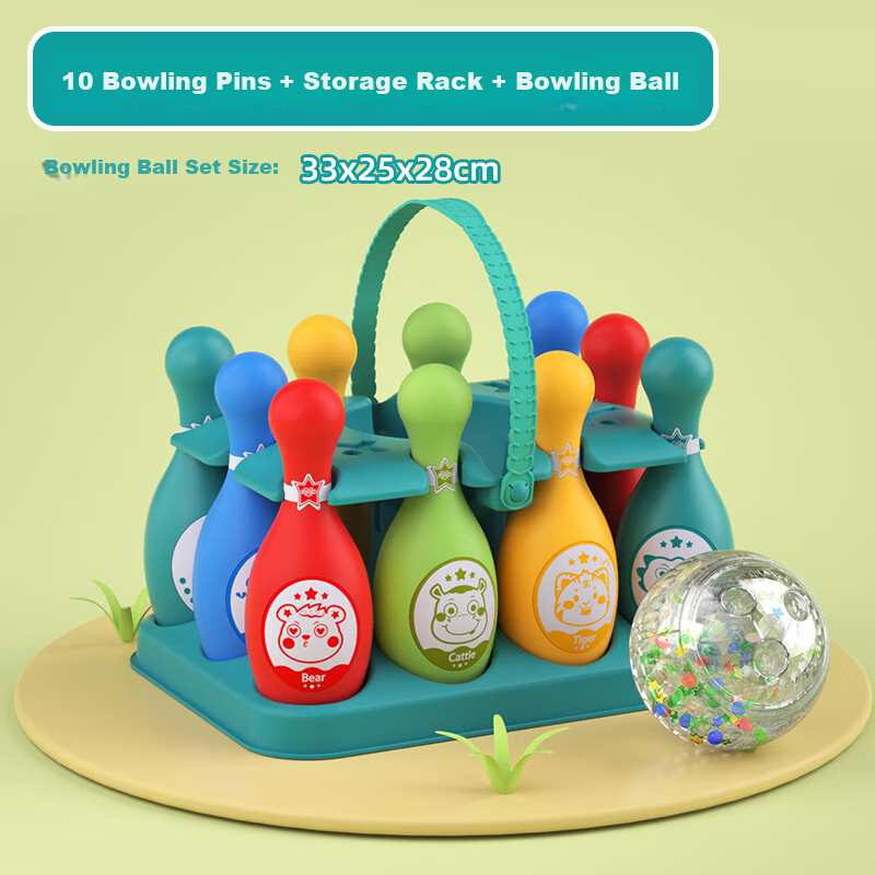 Hongdeng Children's Cartoon Bowling Set Large Size Indoor Sports Early Education Toy for Boys Girls Toddlers Birthday Gift