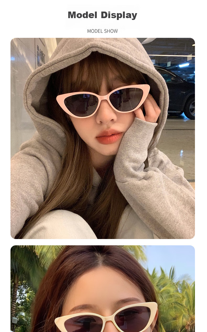 LOVECRAFT Black Vertical Stud Sunglasses for Women, Retro Narrow White Frame, High-End New Style UV Protection Sunglasses 13