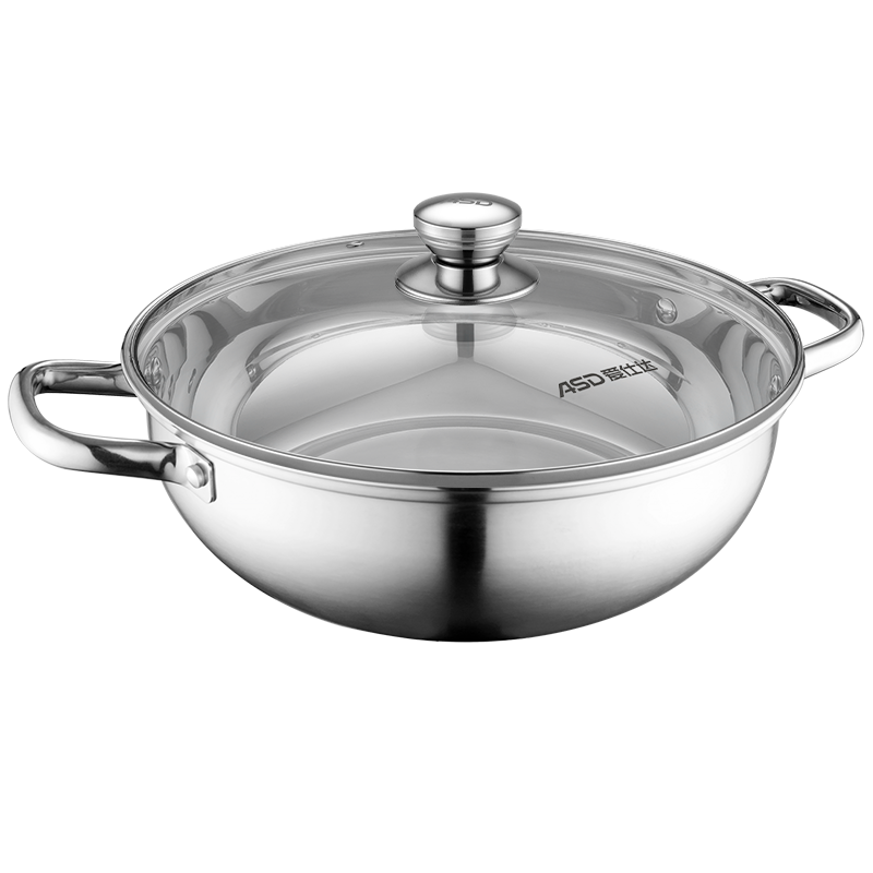 ASD Hot Pot, 304 Stainless Steel Clear Soup Hot Pot, 30CM Soup Pot, Suitable for Open Flame And Induction Cooktops, Heatable, FS30A6WG