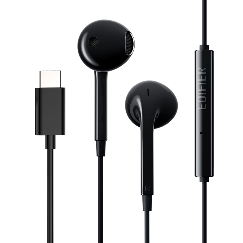 EDIFIER H180Plus Type-C Wired Headphones, Online Conference Headphones, Karaoke Microphone, Hi-Res Gold Certification, Compatible with Huawei, Xiaomi, OPPO Phones, Black