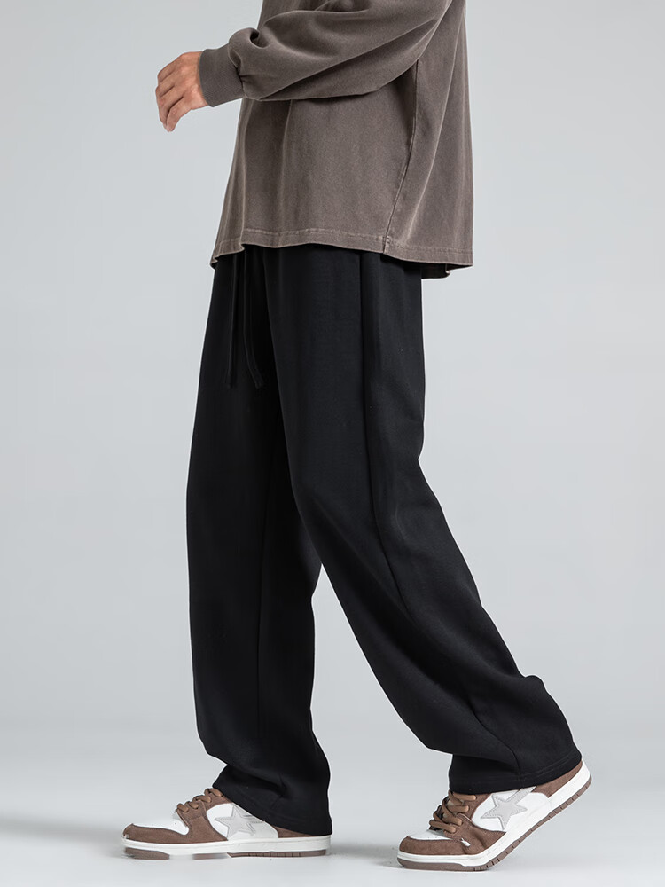 Homlean American Retro Casual Pants for Men, Summer Comfortable Versatile Loose Wide-Leg Trousers with Draping Effect, An04 White-Gray XL 10