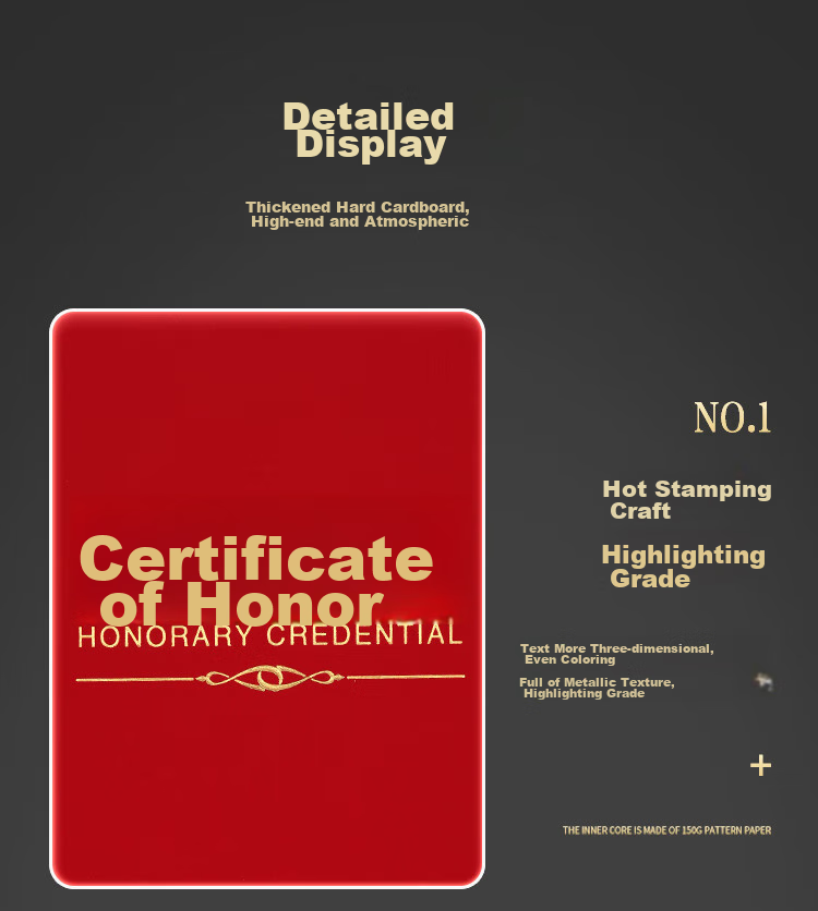 Jinlongxing 6K Honor Certificate, Award Certificate, Presentation Certificate, Diploma Certificate, Plain Medal Certificate Cover, 10-Pack [With 15 Inner Pages], A3005 6