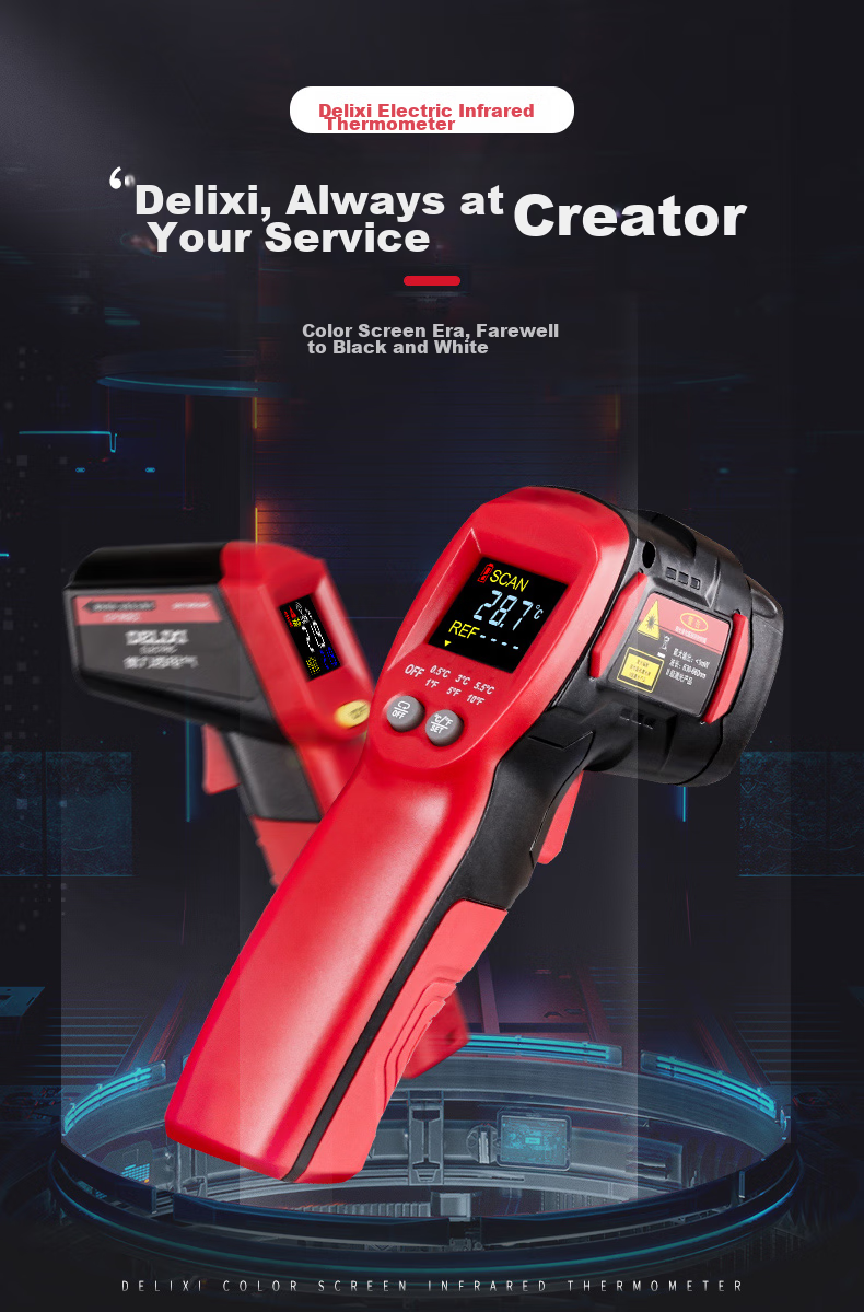 DELIXI ELECTRIC Infrared Thermometer, High-Precision Temperature Gun with Color Screen Display, Handheld Industrial-Grade Thermometer, Multi-Point Temperature Measurement 3