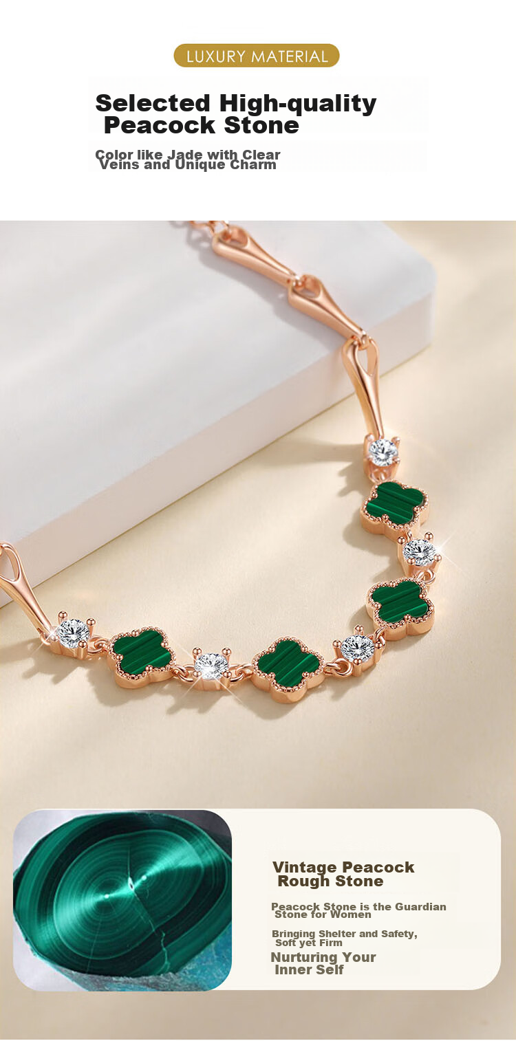 Grace Girl Four-Leaf Clover Bracelet for Women, Rose Gold Jewelry, Practical Anniversary Birthday Gift for Girlfriend 3
