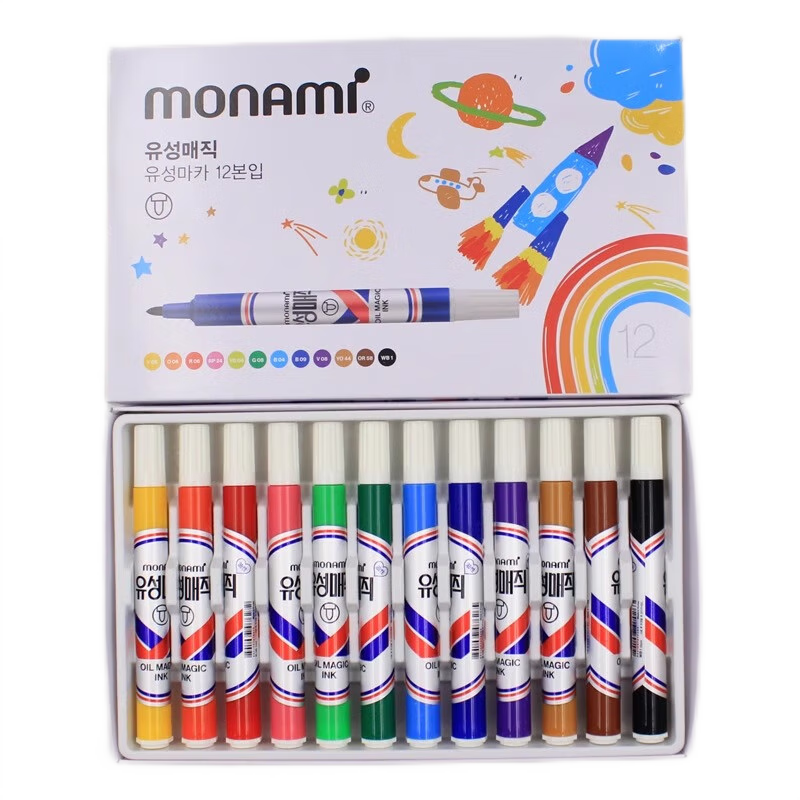 Monami 05007 Imported Marker Pen Oil-Based CD Disc Pen Colorful Jumbo Tip Signature Pen Blue 3-Pack