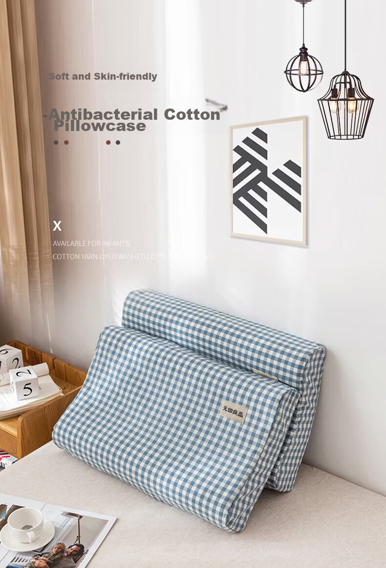 Wuyinliangpin Class A Pure Cotton Latex Pillowcase, 100% Cotton Washable Memory Foam Pillow Cover, Set of Two, 60x40cm 1