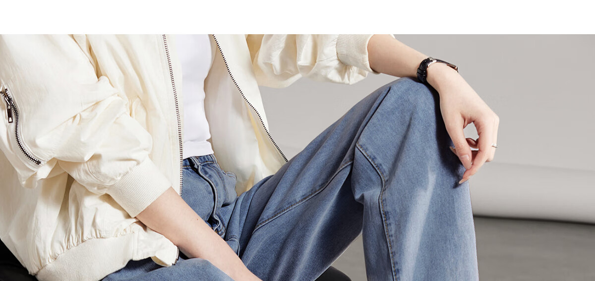 PinCai Women's Solid Color High Waist Loose Casual Wide Leg Jeans Straight Leg Fashion All-Match Trousers P13KN1438 16