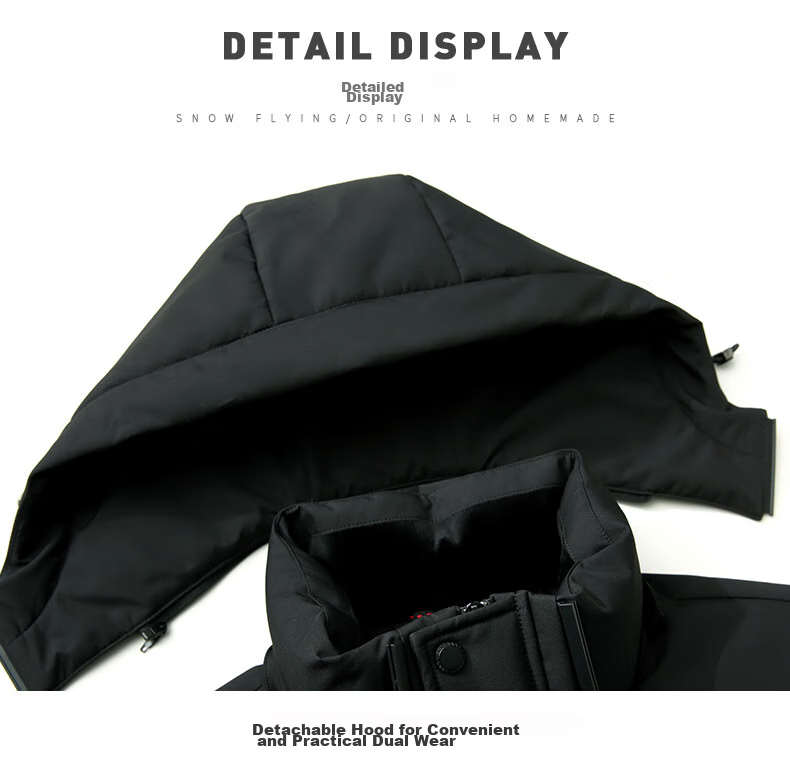 SNOWFLYING Men's Short down Jacket with Detachable Hood, Thickened Warm Casual Business Autumn And Winter Coat Menswear 185 17