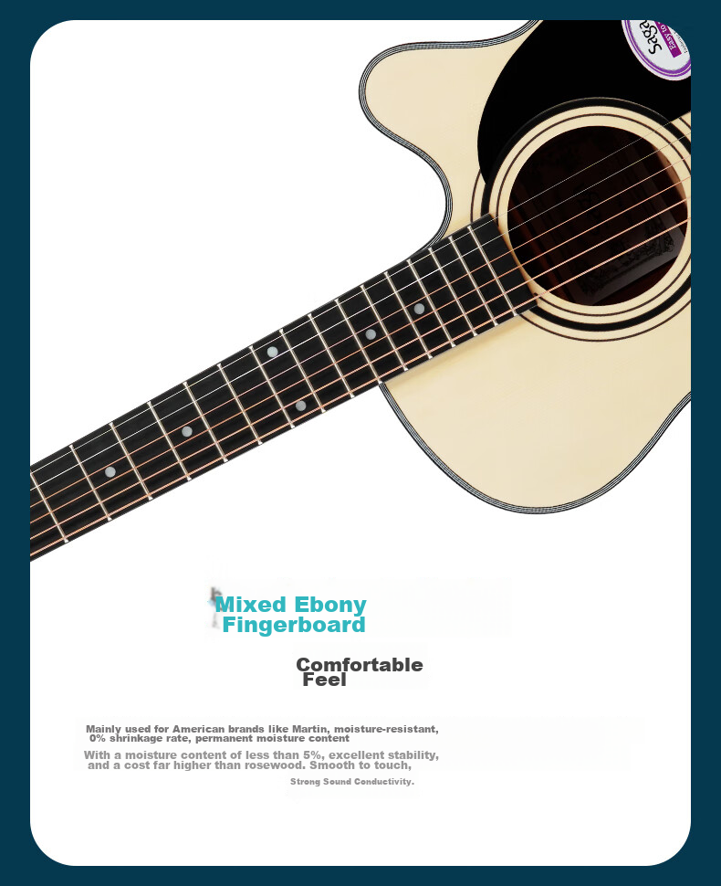 SAGA SAGA Guitar Spruce Top SA700C Natural Color 40-Inch Acoustic Folk Guitar for Beginners, No Returns if You Can't Lear 4