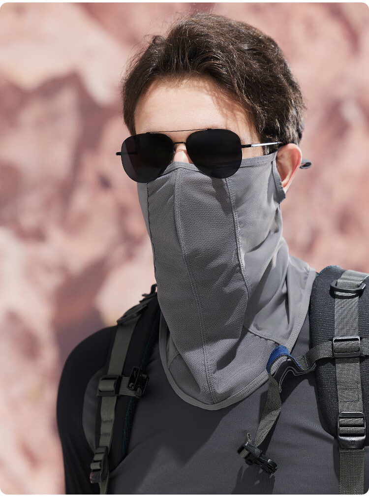 JIUMU Ice Silk Sun Protection Face Mask for Men, Cycling Summer UV-Resistant Sunshade Neck Guard Full Face Breathable Sun Protection Mask 11