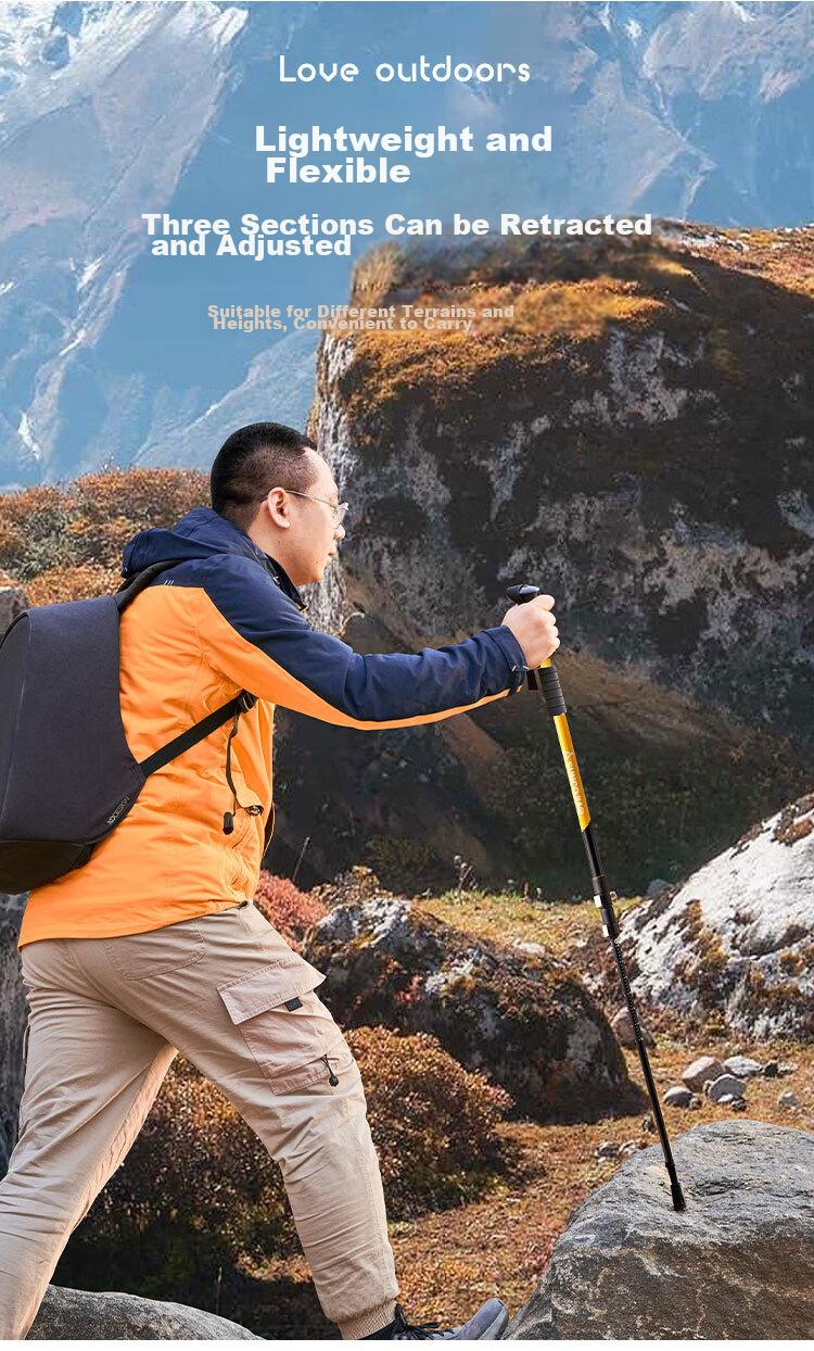 Suncojia Outdoor Hiking Pole, Telescopic Aluminum Alloy Walking Stick, Non-Folding Ultra-Light Climbing Trekking Pole, Self-Defense Cane 5