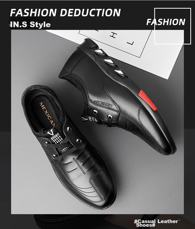 MEXICAN Autumn And Winter New Business Casual Leather Shoes for Men, Formal British Style Driving Lightweight Shoes 155MS702 New Black Size 40 4